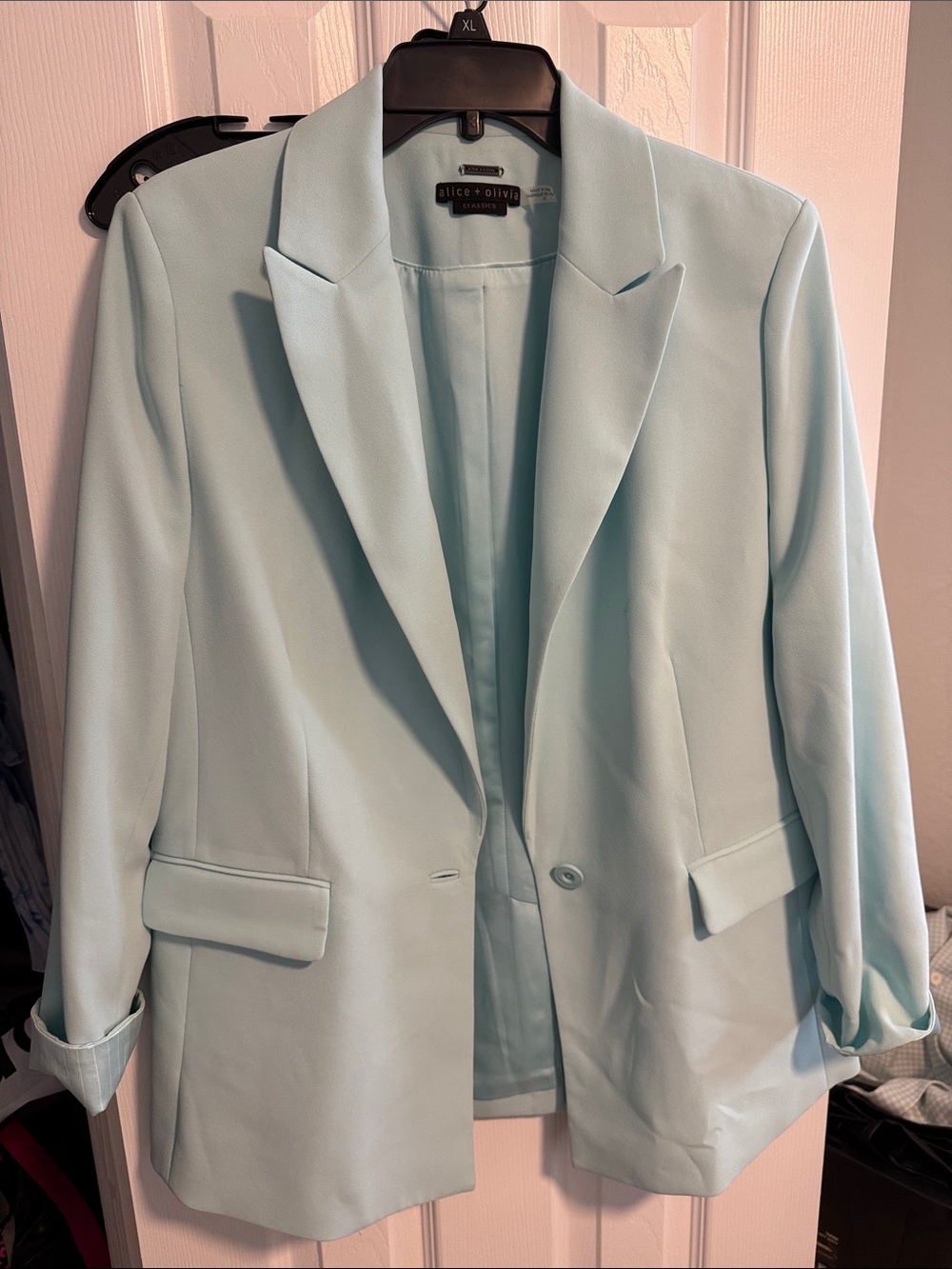 Alice + Olivia Pastel Blue Single-Button Blazer